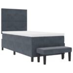 vidaXL Posteľ s box pružinami s matracom a lavičkou tmavosivá 100x200 cm zamat – Obrázok 8
