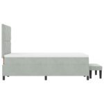 vidaXL Box Spring Posteľ s Matracom & Lavicou Svetlosivá 120x200 cm Zamat – Obrázok 10