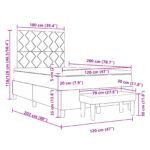 vidaXL Box Spring Posteľ s Matracom & Lavicou Svetlosivá 120x200 cm Zamat – Obrázok 13