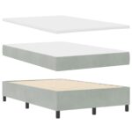 vidaXL Box Spring Posteľ s Matracom & Lavicou Svetlosivá 120x200 cm Zamat – Obrázok 2