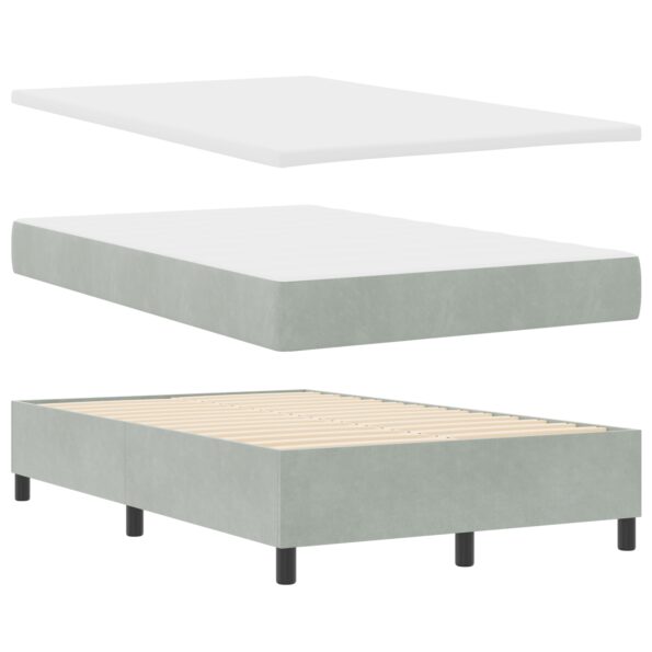 3344570_2.jpg vidaXL Box Spring Posteľ s Matracom & Lavicou Svetlosivá 120x200 cm Zamat – Obrázok 2