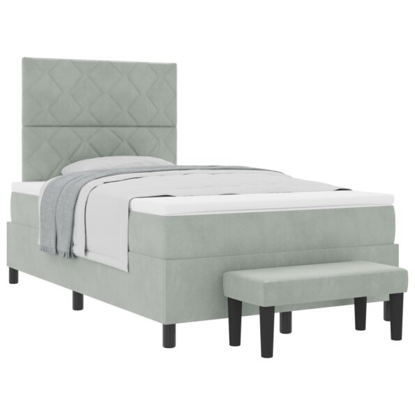 3344570_3.jpg vidaXL Box Spring Posteľ s Matracom & Lavicou Svetlosivá 120x200 cm Zamat – Obrázok 3