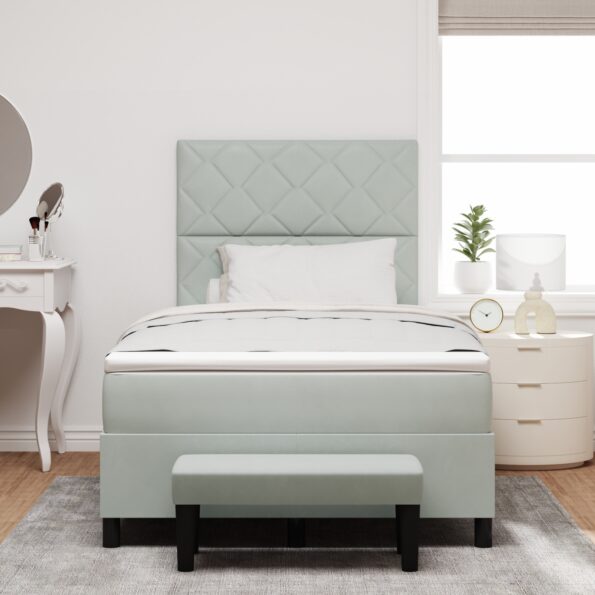 3344570_5.jpg vidaXL Box Spring Posteľ s Matracom & Lavicou Svetlosivá 120x200 cm Zamat – Obrázok 5