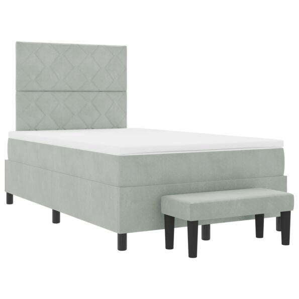 3344570_8.jpg vidaXL Box Spring Posteľ s Matracom & Lavicou Svetlosivá 120x200 cm Zamat – Obrázok 8