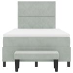 vidaXL Box Spring Posteľ s Matracom & Lavicou Svetlosivá 120x200 cm Zamat – Obrázok 9
