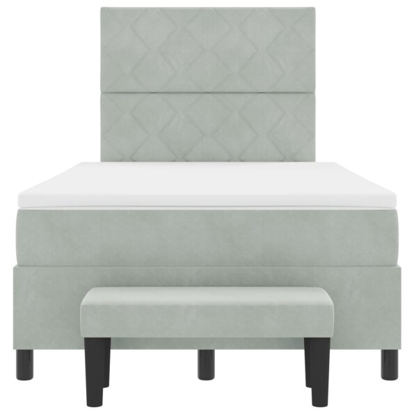 3344570_9.jpg vidaXL Box Spring Posteľ s Matracom & Lavicou Svetlosivá 120x200 cm Zamat – Obrázok 9