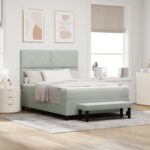 vidaXL Posteľ s boxspringom a matracom & lavičkou svetlosivá 140x190 cm zamat