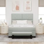 vidaXL Posteľ s boxspringom a matracom & lavičkou svetlosivá 140x190 cm zamat – Obrázok 5