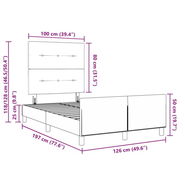 vidaXL Posteľový rám Svetlosivá 120x190 cm Textília – Obrázok 13