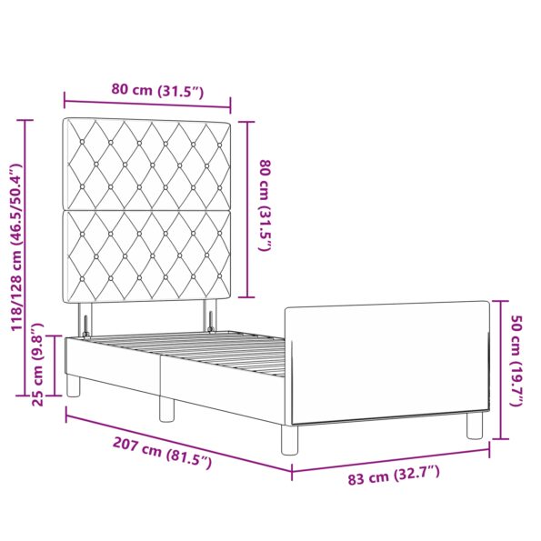 vidaXL Postel Rám Tmavomodrá 80x200 cm Zamat – Obrázok 13