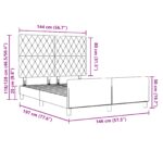 vidaXL Rám postele Svetlosivá 140x190 cm Zamat – Obrázok 12