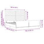 vidaXL Rám postele Svetlosivá 160x200 cm Zamat – Obrázok 13