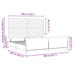 vidaXL Rám postele Svetlosivá 200x200 cm Velvet – Obrázok 13