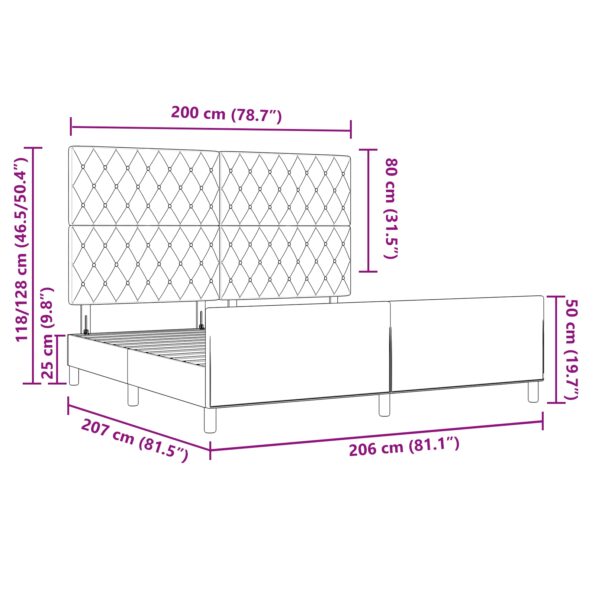 vidaXL Rám postele Svetlosivá 200x200 cm Velvet – Obrázok 13