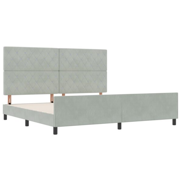 vidaXL Rám postele Svetlosivá 200x200 cm Velvet – Obrázok 2