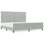 vidaXL Rám postele Svetlosivá 200x200 cm Velvet – Obrázok 4