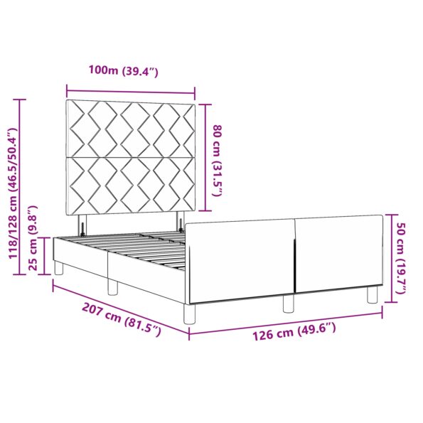 vidaXL Rám postele Svetlosivá 120x200 cm Zamat – Obrázok 13