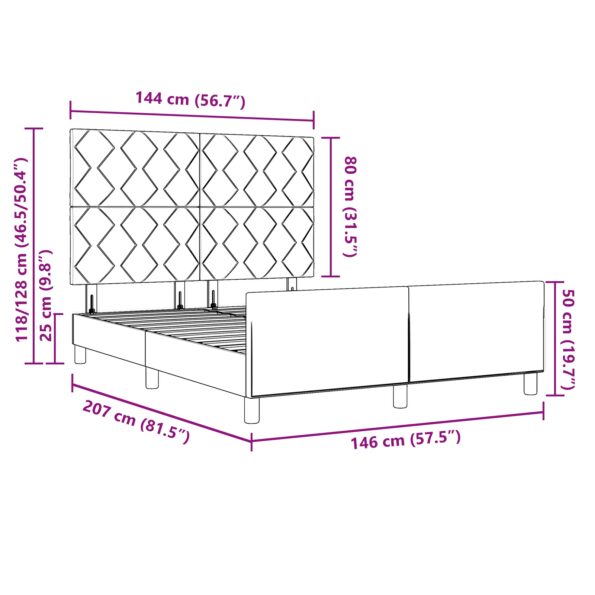 vidaXL Postel Svetlosivá 140x200 cm Zamat – Obrázok 13
