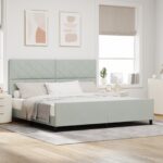 vidaXL Posteľový Rám Svetlosivá 200x200 cm Zamat