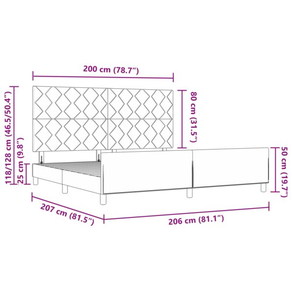 vidaXL Posteľový Rám Svetlosivá 200x200 cm Zamat – Obrázok 13