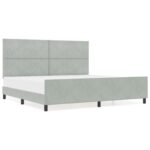 vidaXL Posteľový Rám Svetlosivá 200x200 cm Zamat – Obrázok 4