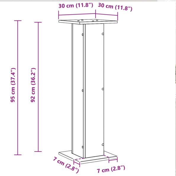 vidaXL Stojan na rastliny 2 ks Čierny Dub 30x30x95 cm Kompozitné drevo – Obrázok 9