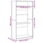 vidaXL Čierny dubový šatník - 100x50x200 cm – Obrázok 9