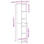 vidaXL Šatník čierny dub - 30x50x200 cm, vyrobený z kompozitného dreva – Obrázok 9