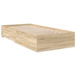 vidaXL Rám postele so zásuvkou Hnedá 90 x 190 cm Kompozitné drevo – Obrázok 2