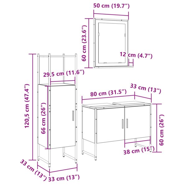 vidaXL 3-dielna kúpeľňová súprava nábytku svetlo jaseňové inžinierske drevo – Obrázok 12