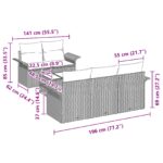 vidaXL 6-dielna záhradná súprava gauča s vankúšmi Béžový Poly ratan – Obrázok 11