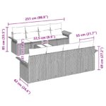 vidaXL Záhradná pohovka set Sada 7 Sivá Ratan, Polyester – Obrázok 11