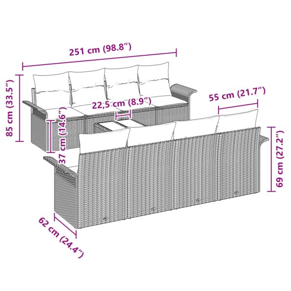 3345293_11.jpg vidaXL 9-dielna súprava záhradných pohoviek s vankúšmi čierna poly ratan – Obrázok 11