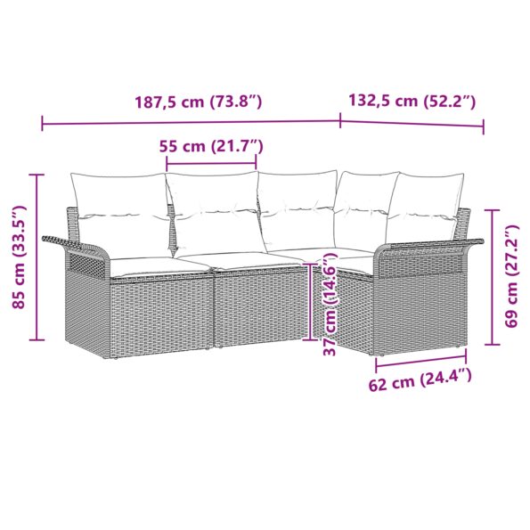3345337_11.jpg vidaXL 4-dielna súprava záhradnej pohovky s vankúšmi - čierny poly ratan – Obrázok 11