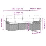 vidaXL Súprava 4 kúskov záhradnej pohovky s vankúšmi čierneho poly ratanového – Obrázok 11
