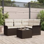 vidaXL 4-dielna záhradná pohovka s vankúšmi šedý poly ratan