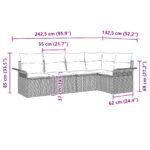 vidaXL Súprava 5 kusov záhradnej pohovky s vankúšmi čierny poly ratan – Obrázok 11