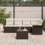 vidaXL 5 kusová záhradná pohovka s vankúšmi šedá Poly ratan – Obrázok 3