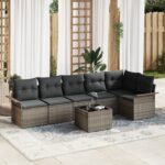 vidaXL Záhradná pohovka Sada 7 Šedá Polyetylénový ratan Záhradná pohovka