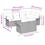 vidaXL 7-dielny záhradný pohovkový set s vankúšmi čierny polyratan – Obrázok 11