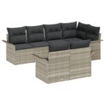 vidaXL Súprava záhradnej pohovky so vankúšmi Svetlosivá Polyratan – Obrázok 2