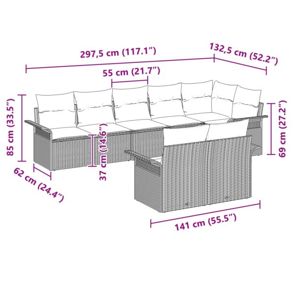 3345411_11.jpg vidaXL Súprava záhradných pohoviek 8 kusov s vankúšmi v Béžovom polyratane – Obrázok 11