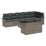 vidaXL Súprava záhradných pohoviek s vankúšom 9 pcs Sivá Poly ratan – Obrázok 2
