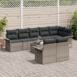 vidaXL Súprava záhradných pohoviek s vankúšom 9 pcs Sivá Poly ratan – Obrázok 3