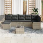 vidaXL Záhradná pohovka set 8 s vankúšmi Svetlosivý Poly ratan – Obrázok 3