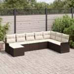 vidaXL 8-dielna záhradná pohovka so vankúšmi Brown Poly Rattan