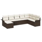 vidaXL 8-dielna záhradná pohovka so vankúšmi Brown Poly Rattan – Obrázok 2