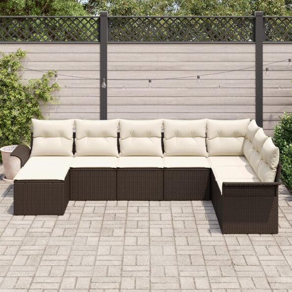 3345478_3.jpg vidaXL 8-dielna záhradná pohovka so vankúšmi Brown Poly Rattan – Obrázok 3