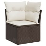 vidaXL 8-dielna záhradná pohovka so vankúšmi Brown Poly Rattan – Obrázok 5