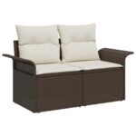 vidaXL 8-dielna záhradná pohovka so vankúšmi Brown Poly Rattan – Obrázok 7